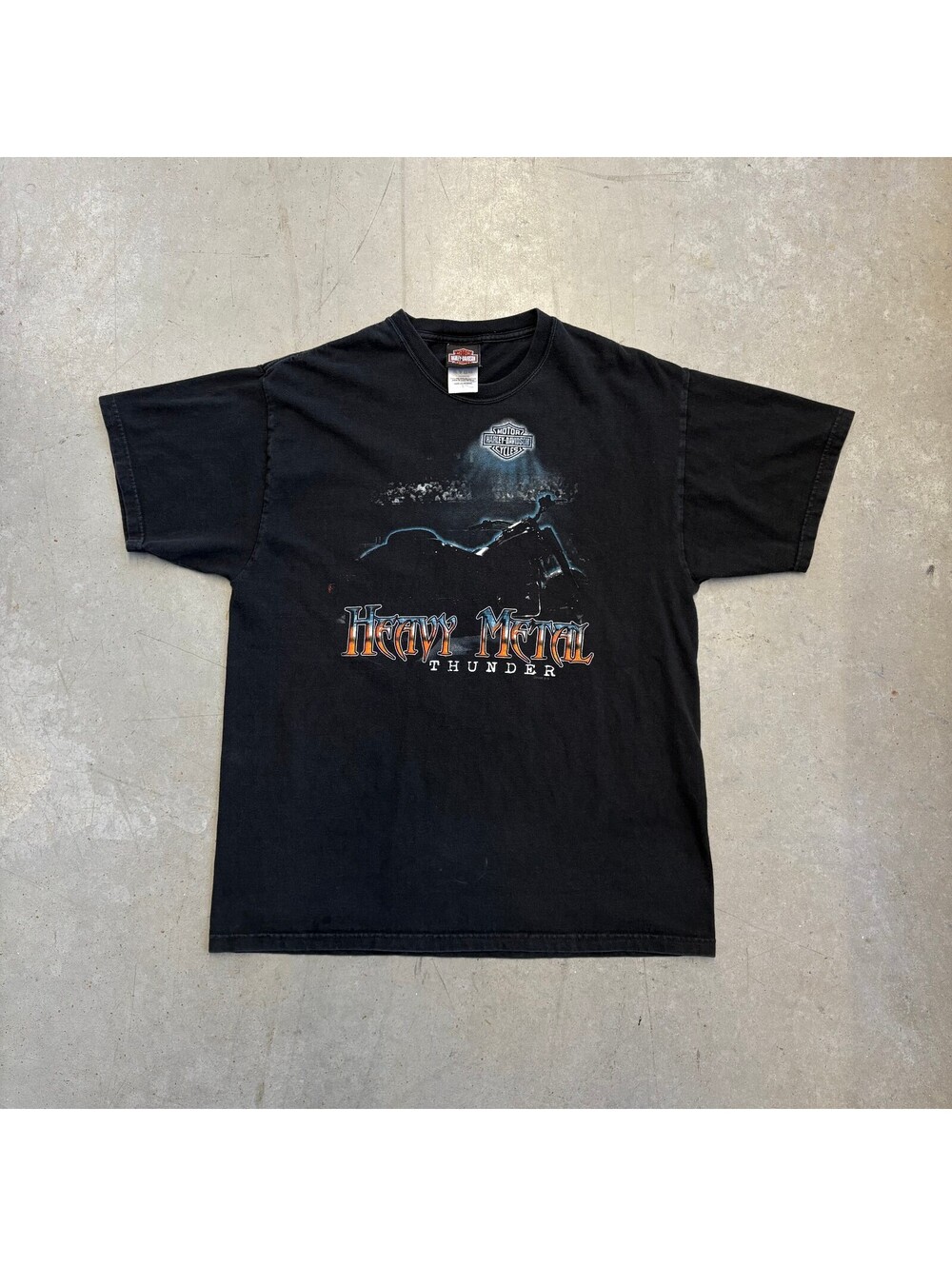 Vintage 2000s Harley Davidson Heavy Metal Thunder T-Shirt Large Black